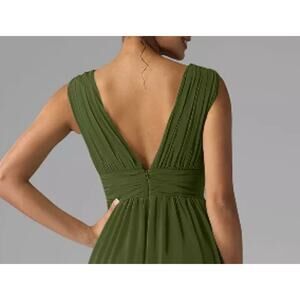 AW BRIDAL 6 S green olive Georgia bridesmaid chiffon formal party maxi dress b23